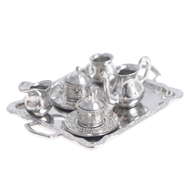 Coffee Tea Mix - Miniature Silver Metal Tea and Coffee