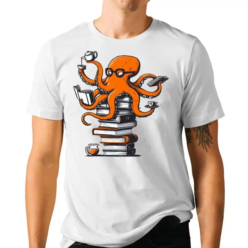 Coffee Tea Knits - T-shirt Octopus Reading Coffee Tea Bookish
