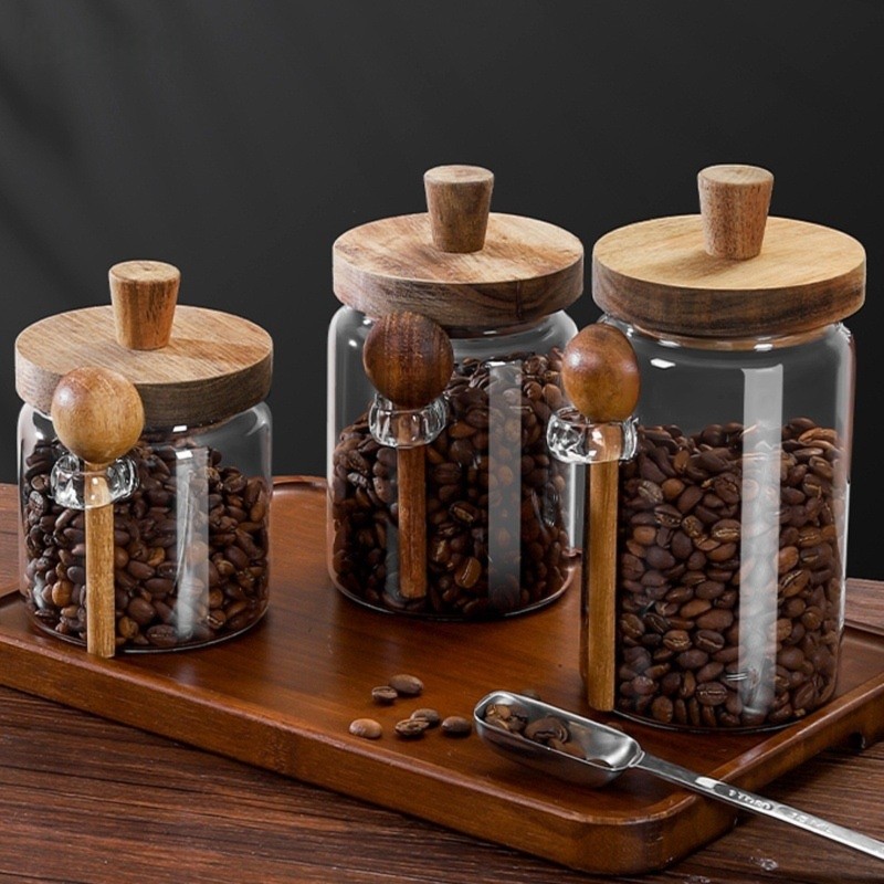 Coffee Tea Sugar Container Set - Ensemble de 3 pots en verre