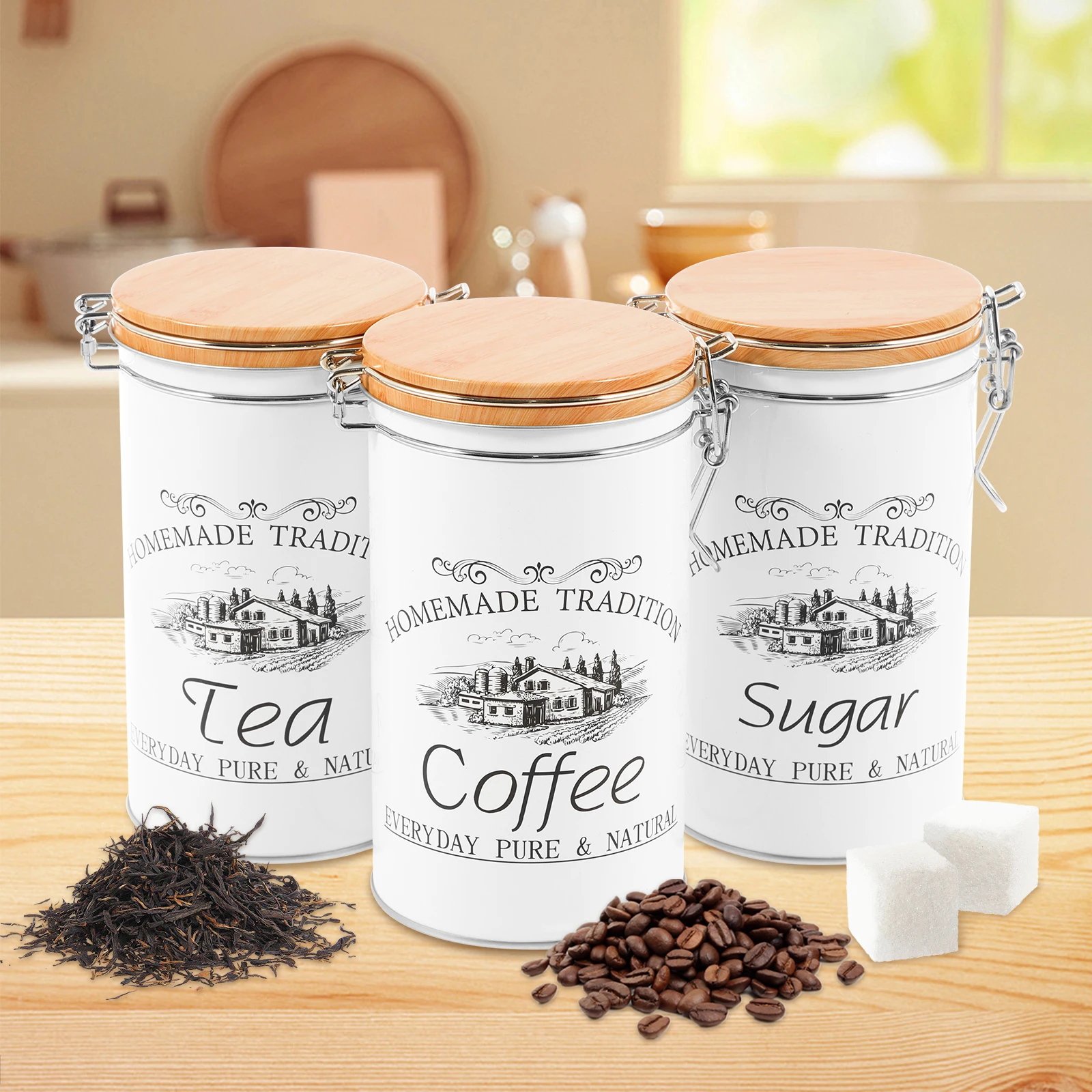 Coffee Tea Sugar Container Set - 3 pièces/ensemble thé café sucre boîtes