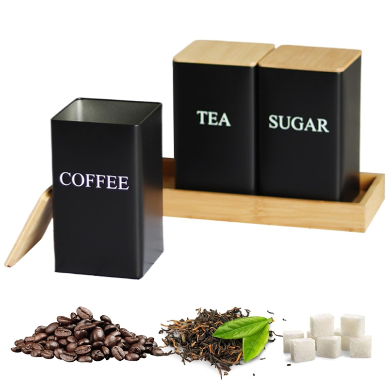 Ensemble de 3 boîtes à thé, ca - Coffee Tea Sugar Container Set avis et prix