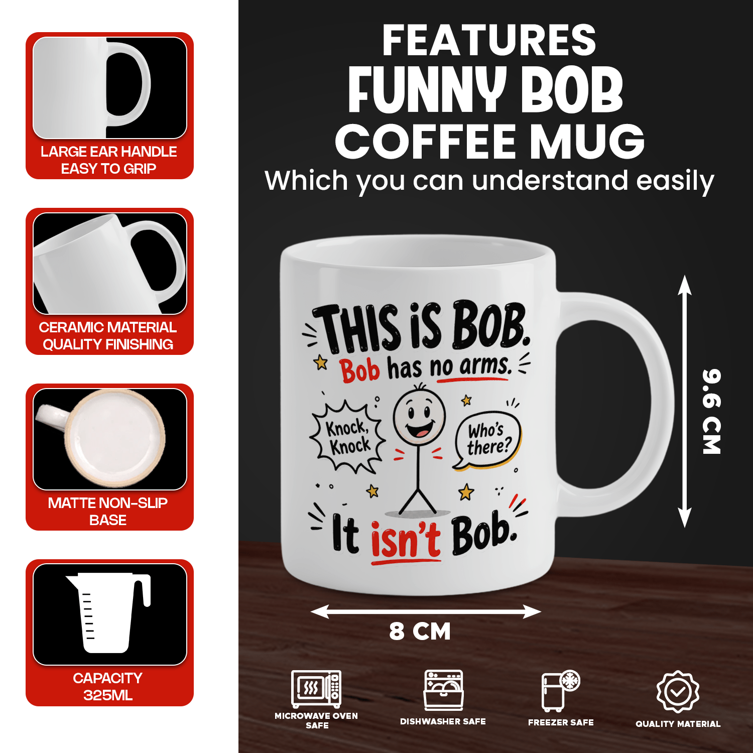 Mug à café en céramique blanch - Coffee Tea Jokes avis et prix